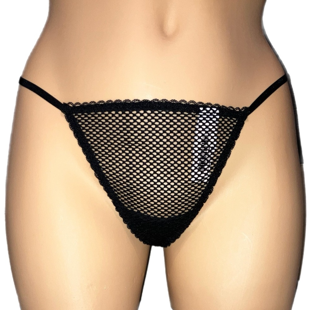 *3 for $30!* Victorias Secret Black Fishnet Lace Strappy V-String Thong Panty S